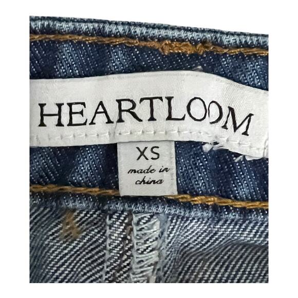 Heartloom Denim Skirt Blue Jean Mini Festival  XS Preppy Hi-Lo Raw Edge - Picture 2 of 4